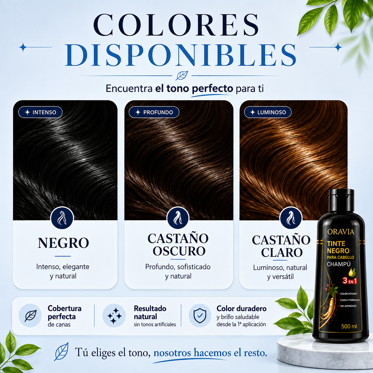 ELIMINA TUS CANAS PARA SIEMPRE DESDE LA PRIMERA APLICACIÓN CON ORAVIA/500ML