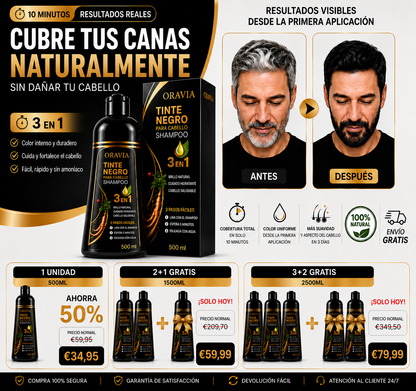 ELIMINA TUS CANAS PARA SIEMPRE DESDE LA PRIMERA APLICACIÓN CON ORAVIA/500ML